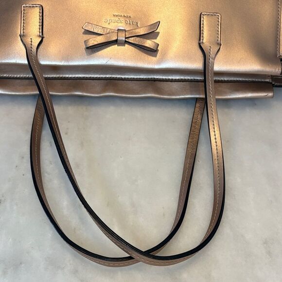 Kate Spade Bag Purse Handbag New York Sawyer Street Taden Metallic Leather Tote - Picture 11 of 16